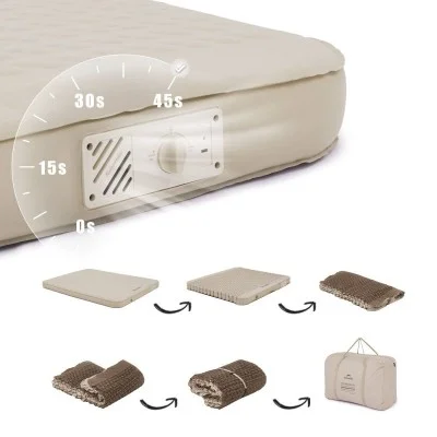 Naturehike Yugu C12 Comfort Automatic Inflatable Cushion With Inner Inflatable Pump - Beige Double (200*132*12)